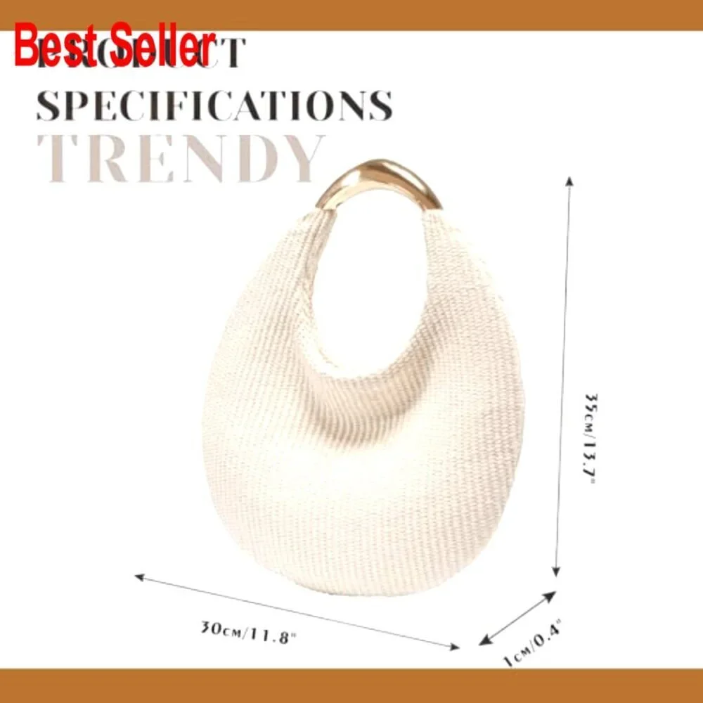 Handmade Woven Straw Hobo Tote Shoulder Bag